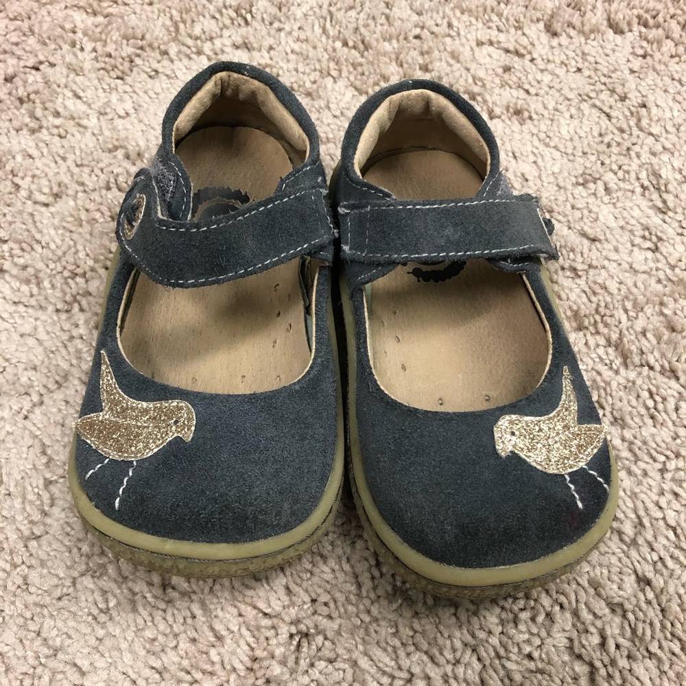 Livie and Luca gray suede pios